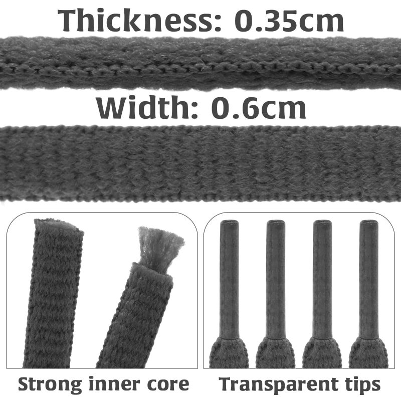 DELELE 2 Pair Oval Shoes laces Half Round 1/4" Athletic Shoelaces Shoe Strings Deep Dark Grey-51 inch - Image 3